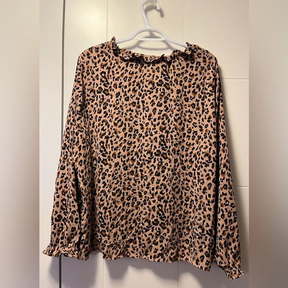 J. Crew Factory printed ruffleneck button-up shirt, 2X (fits small) - Picture 2 of 7